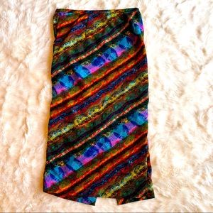 Pine Cove Snakeskin Print Rainbow Colored Maxi Skirt With Slit Womens 10